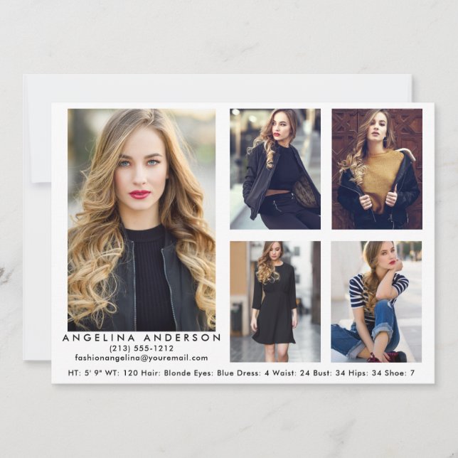 Modelo De Ator Comp Card Wht - 5 Fotos (Frente)