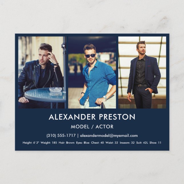 Modelo de Ator Comp/Cartão Zed 3 Cartão Postal Azu (Frente)