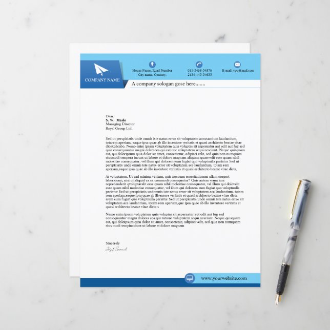 Modelo de Cabeçalho de Carta Comercial (Frente/Verso In Situ)