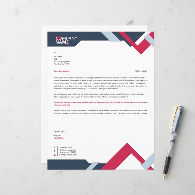 Modelo de Cabeçalho de Carta Comercial (Frente/Verso In Situ)