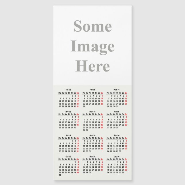 modelo de calendário de 2016 (Frente)