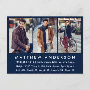 Modelo de Cartão Comp Fotográfico do Ator - Azul C