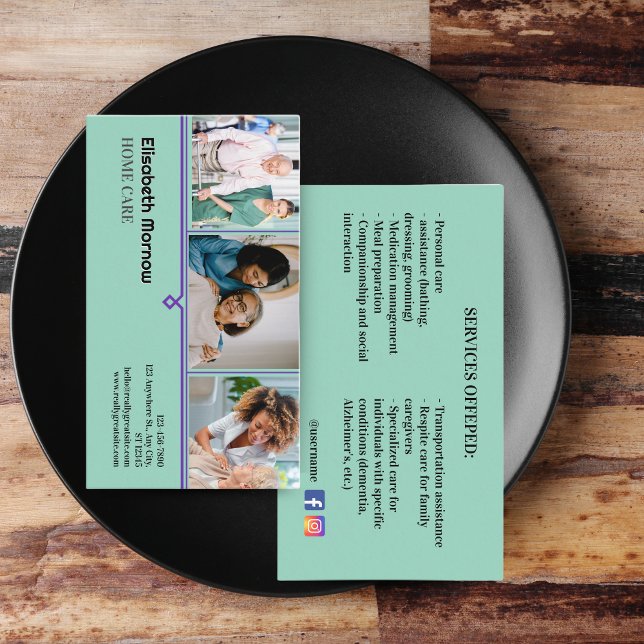 Modelo de Cartão de Assistência Idoso - Empresa qu (Elderly Care Card Template - Caregiver Business Card Bundle | Customizable)