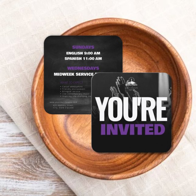 Modelo de Cartão de Convite para Evento da Igreja (Church Event Invitation Calling Card Template)