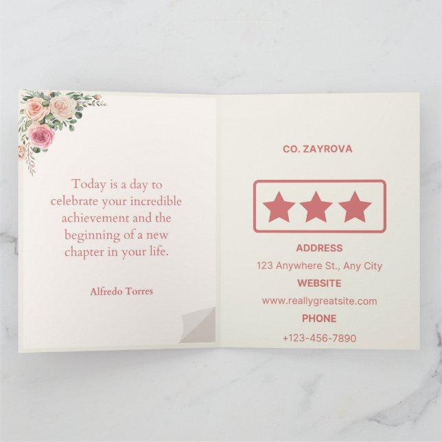 Modelo de Cartão de Convite para Graduação Elegant (Interior)