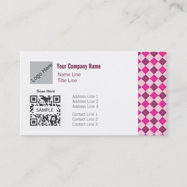 Modelo de cartão de negócios Argyle cor-de-rosa (Frente)