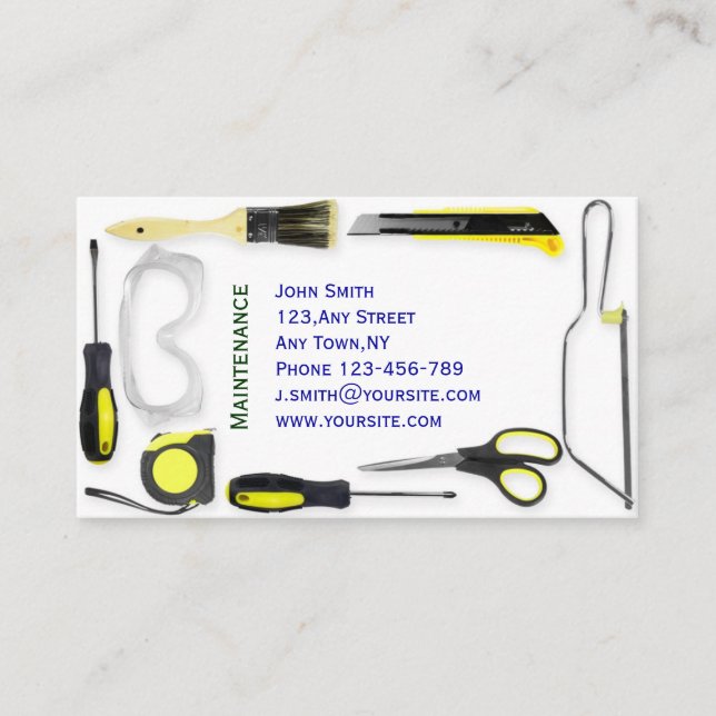 Modelo de cartão de negócios da manutenção (Frente)