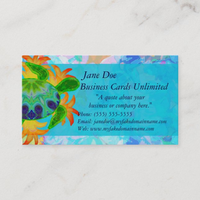 Modelo de cartão de negócios da tartaruga da chama (Frente)