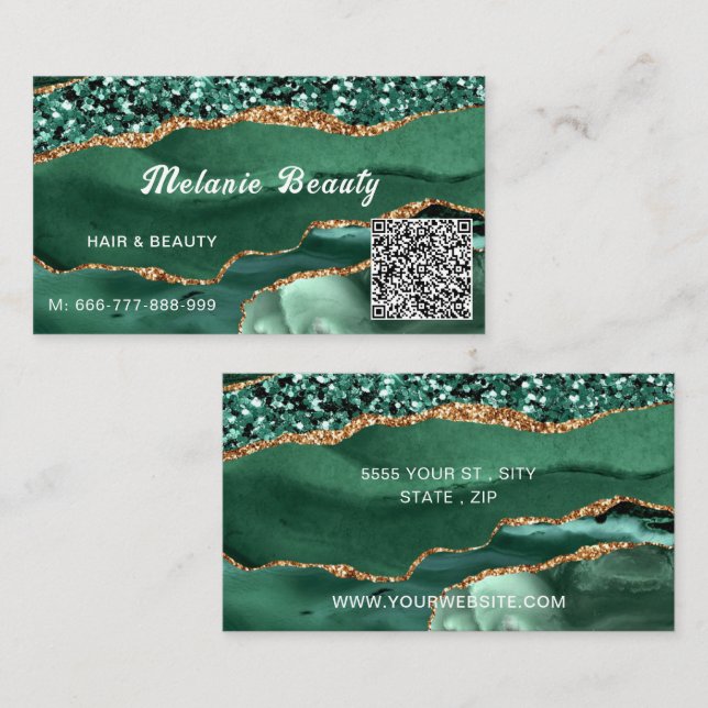 Modelo de cartão de negócios de Código QR Glitter  (Frente/Verso)