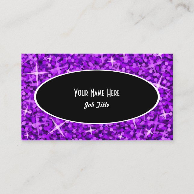 Modelo de cartão de negócios de Oval Preto Roxo Gl (Frente)