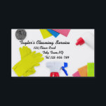 Modelo de cartão de negócios de Serviço de Limpeza<br><div class="desc">Modelo de cartão de negócios com ferramentas de limpeza fotografia</div>