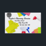 Modelo de cartão de negócios de Serviço de Limpeza<br><div class="desc">Modelo de cartão de negócios com ferramentas de limpeza fotografia</div>