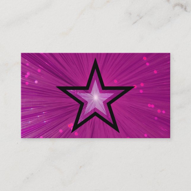 Modelo de cartão de negócios preto-e-estrela rosa (Frente)