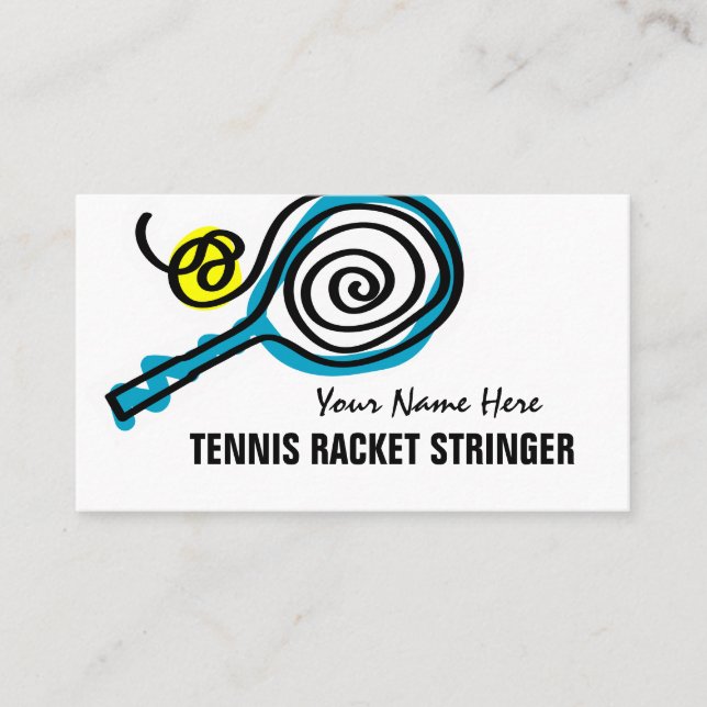 modelo de cartão de negócios Tênis Racket Stringer (Frente)