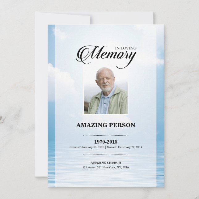 Modelo de Cartão de Oração Funeral Oceânico (Frente)