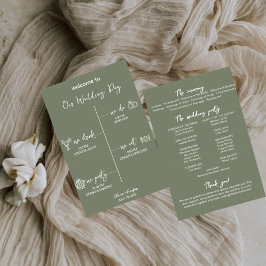 Modelo de Cartão de Programa de Casamento em Verde