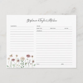 Modelo de cartão de receita editável de flor silve