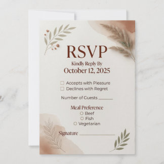 Modelo de Cartão de RSVP Botânico Terracota Minima