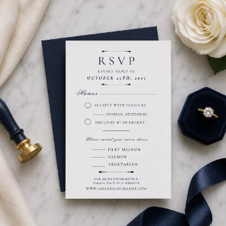 Modelo de Cartão de RSVP de Casamento Luxuoso Mini