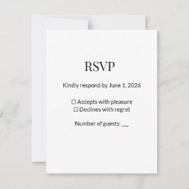 Modelo de Cartão de RSVP Preto Branco Minimalista