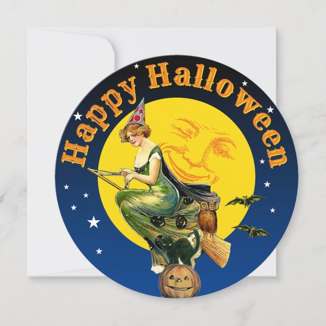 Modelo de cartão de saudação de Halloween vintage (Frente)