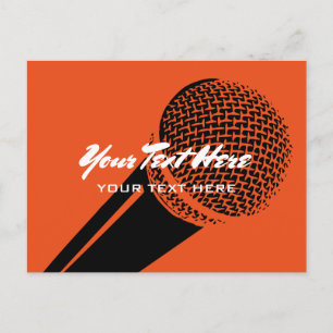 Modelo de cartão postal de microfone com gráfico d