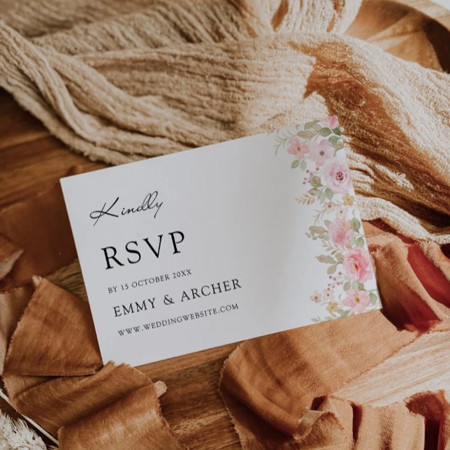 Modelo de Cartão RSVP Rosa de Casamento (Wedding Rose RSVP Card Template)