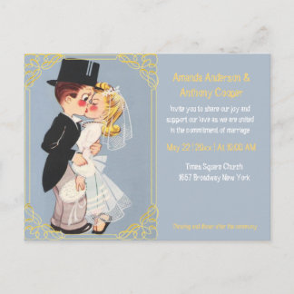 Modelo de casamento de desenhos animados e bonitos