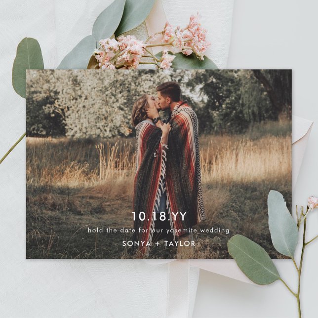 Modelo de casamento de foto moderna Salve a data P (Criador carregado)