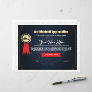 Modelo de Certificado de Apreciação