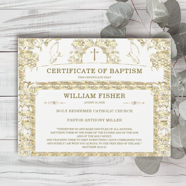 Modelo de Certificado de Batismo Personalizado Edi (Criador carregado)