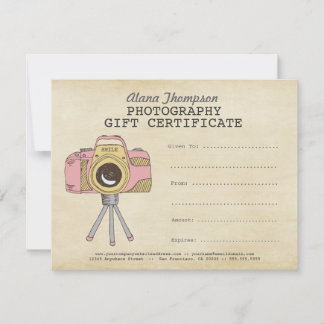 Modelo de Certificado de Presente de Fotografia do