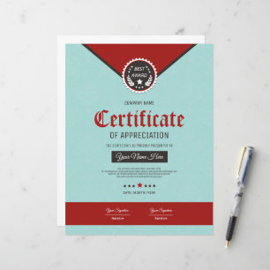 Modelo de certificado mínimo - Elegante e simples