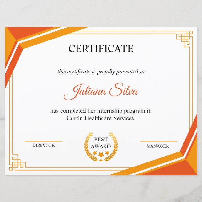 Modelo de certificado multiuso (Frente)