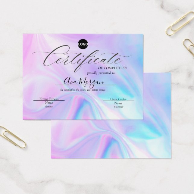 Modelo de Certificado Simples - Efeito Holográfico (Escritótio)