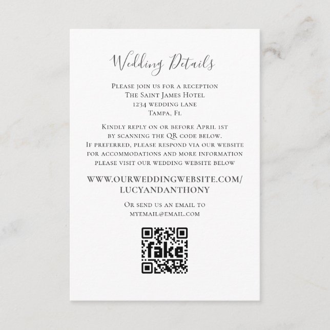 Modelo de Código QR de Detalhes de Casamento Simpl (Frente)