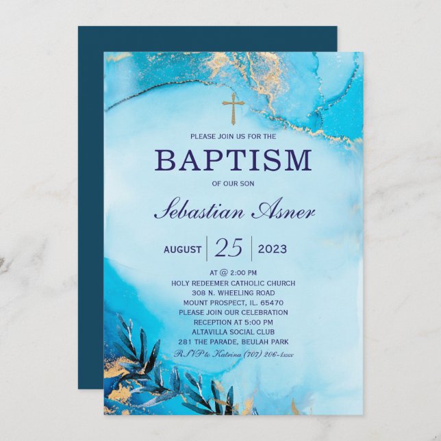 Modelo de Convite Baptism (Frente/Verso)