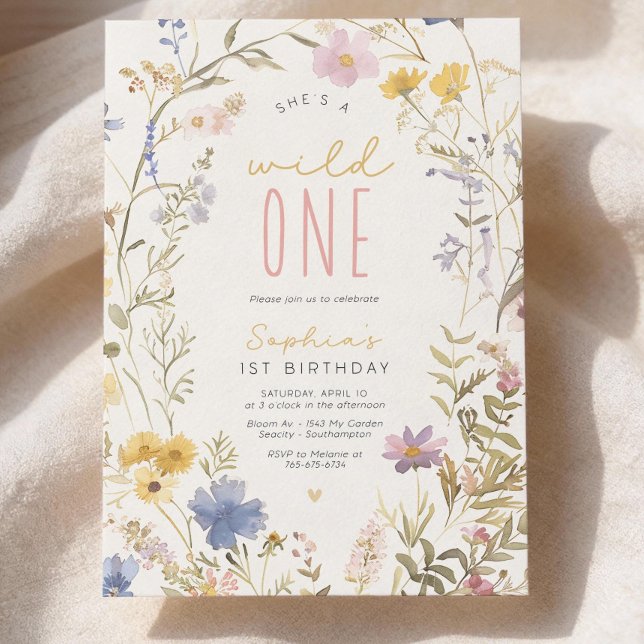 Modelo de Convite de Aniversário de 1 Ano Wild One (Criador carregado)