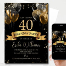 Modelo de Convite de Aniversário de 40 Anos: Bola
