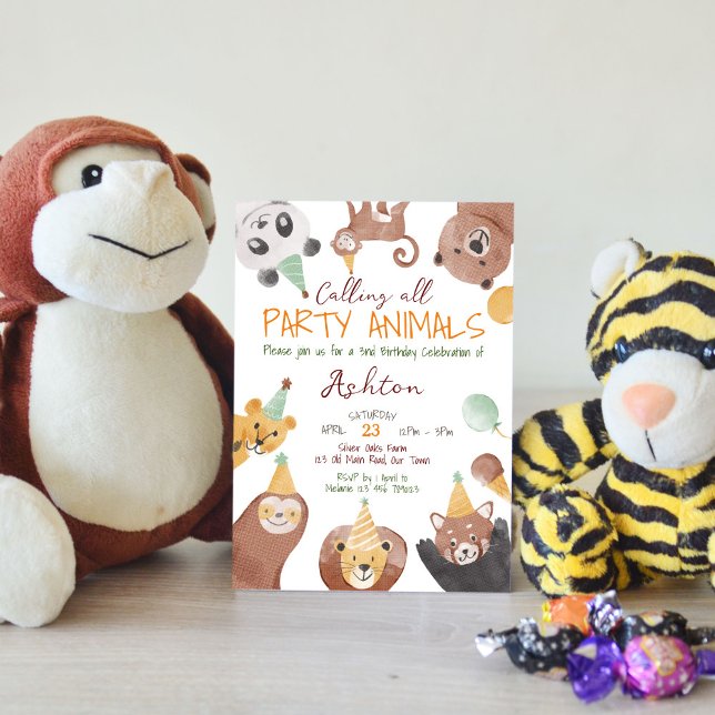 Modelo de convite de aniversário de animais de fes (Criador carregado)