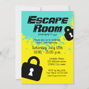 Modelo de convite de aniversário de Escape Room