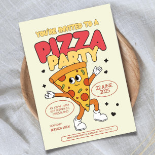 Modelo de convite de aniversário de festa de pizza