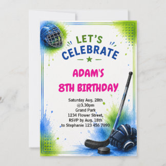 Modelo de Convite de Aniversário de Hóquei no Gelo