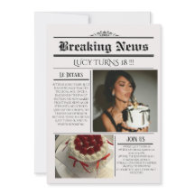 Modelo de Convite de Aniversário de Jornal Editáve