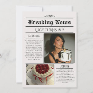 Modelo de Convite de Aniversário de Jornal Editáve