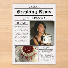 Modelo de Convite de Aniversário de Jornal Editáve