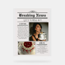 Modelo de Convite de Aniversário de Jornal Editáve
