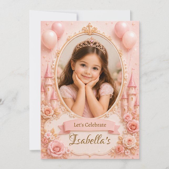 Modelo de Convite de Aniversário de Princesa (CUST (Frente)