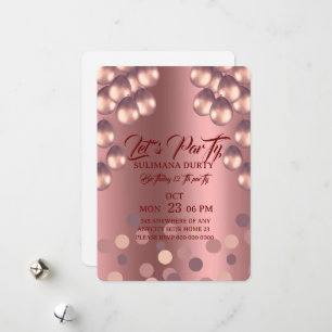 Modelo de Convite de Aniversário Rose Gold: Vamos 