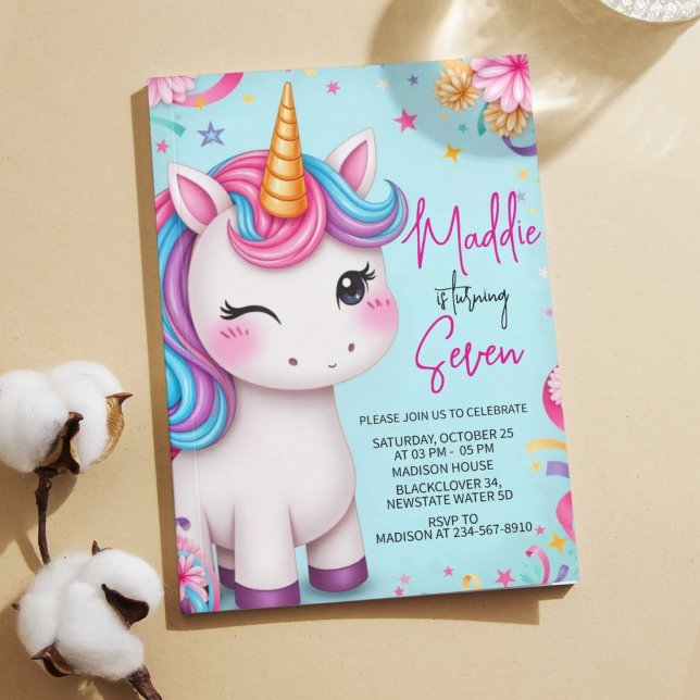 Modelo de Convite de aniversário Unicorn (Unicorn Birthday Party Invitation )